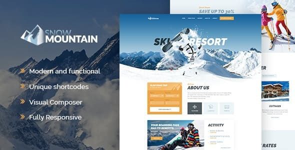Snow Mountain v1.2.6 – 滑雪场和滑雪板学校WordPress主题下载