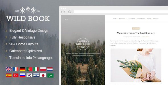 Wild Book v1.9.7 – 复古，优雅和夏季 WordPress 个人博客主题下载