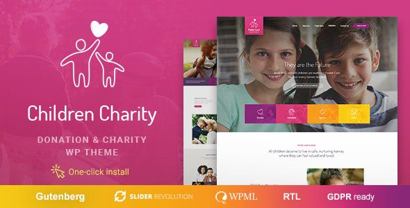 Children Charity v1.1.8 – 带有捐赠的非营利组织和非政府组织 WordPress 主题下载