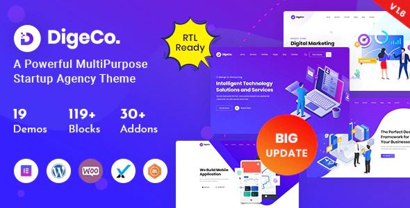 Digeco v.2.2.1 – Startup Agency WordPress 主题下载