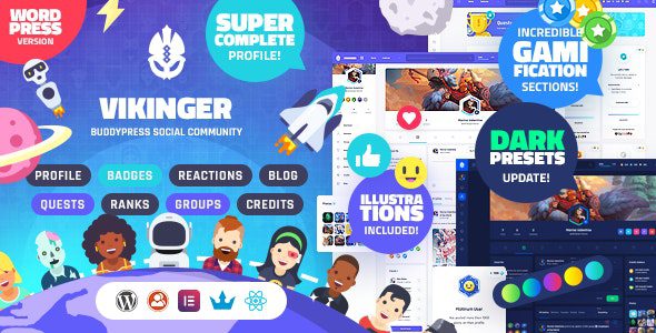 Vikinger v2.0.0 – 动画二次元BuddyPress 和 GamiPress 社交社区主题下载