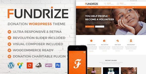 Fundrize v1.43 响应式捐赠和慈善 WordPress 主题下载