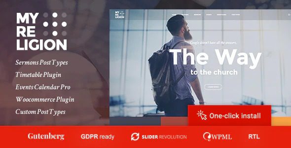 My Religion GPL v.1.3.4  – 带有活动、布道和捐赠的专用教堂 WordPress 主题下载