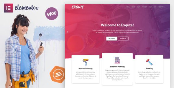 Exqute GPL v.1.9 – 绘画公司 WordPress Elementor 主题下载
