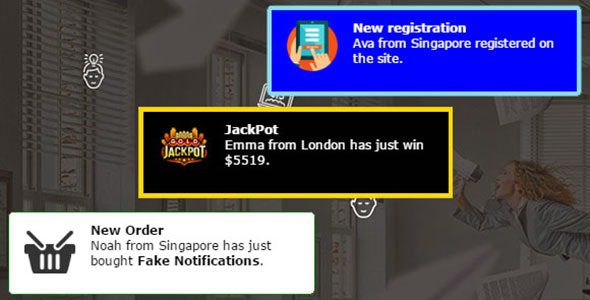 Fake Notifications for WordPress GPL v.5.0 – WordPress虚构营销信息通知显示插件下载