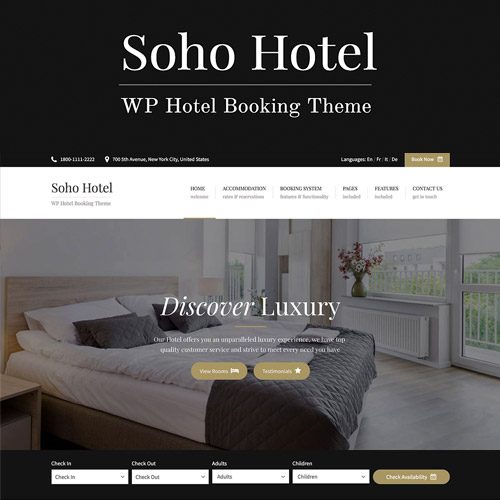 Soho Hotel Booking v4.2.0 – 酒店WordPress主题下载
