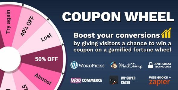 Coupon Wheel For WooCommerce and WordPress v3.6.0 弹出式优惠券转轮插件下载