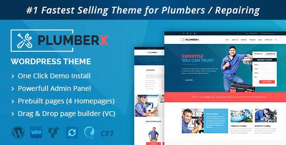 Plumber v10.4 – 建筑和维修 WordPress 主题下载