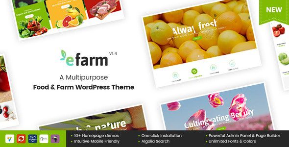 eFarm v.2.1.4 – 多用途食品和农场 WordPress 主题下载