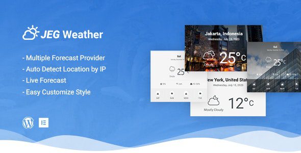 Jeg Weather Forecast WordPress Plugin v.1.0.5 –Elementor 和 WPBakery Page Builder 的附加组件插件下载