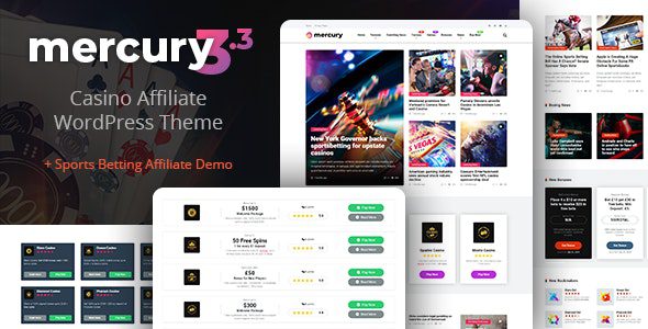 Mercury v3.9.12 – 赌博和赌场联盟 WordPress 主题新闻和评论下载