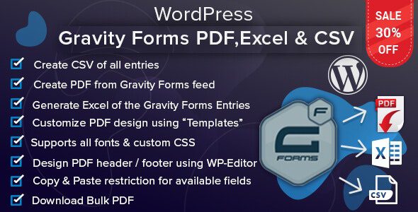 WordPress Gravity Forms PDF, Excel & CSV v1.7.1 插件下载
