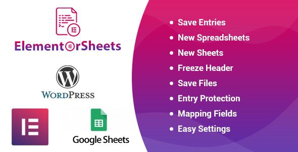 ElementorSheets v.4.2 – Elementor Pro Form Google 电子表格插件下载