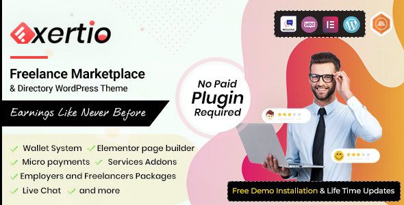 Exertio v1.3.6 – 自由市场创客任务发布WordPress 主题下载