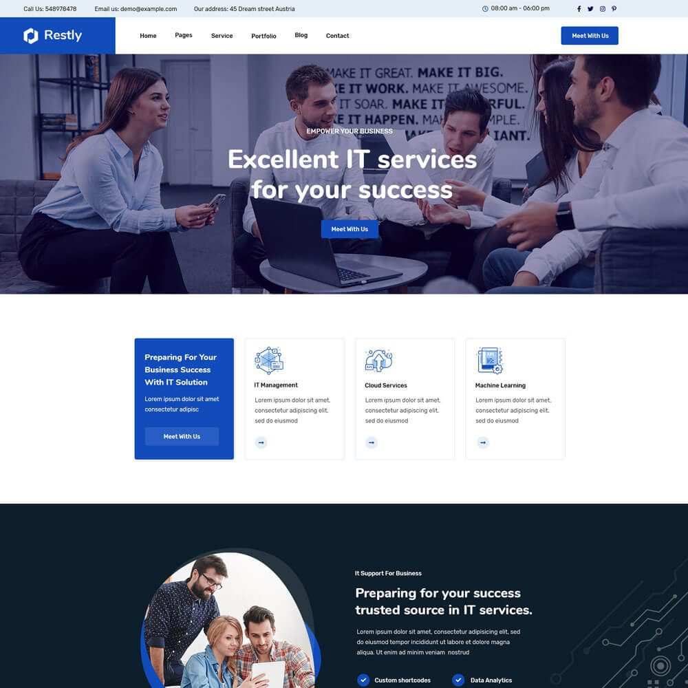 Restly v1.3.6 – IT 解决方案和技术 WordPress 主题下载