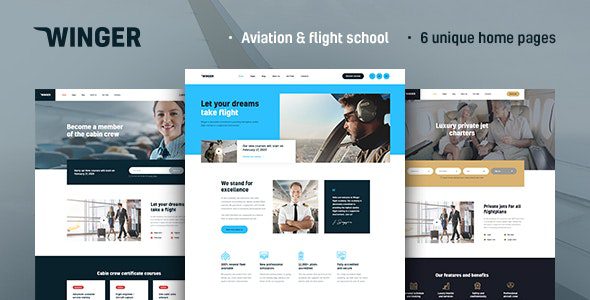 Winger v1.0.17 – 航空与飞行学校 WordPress 主题下载