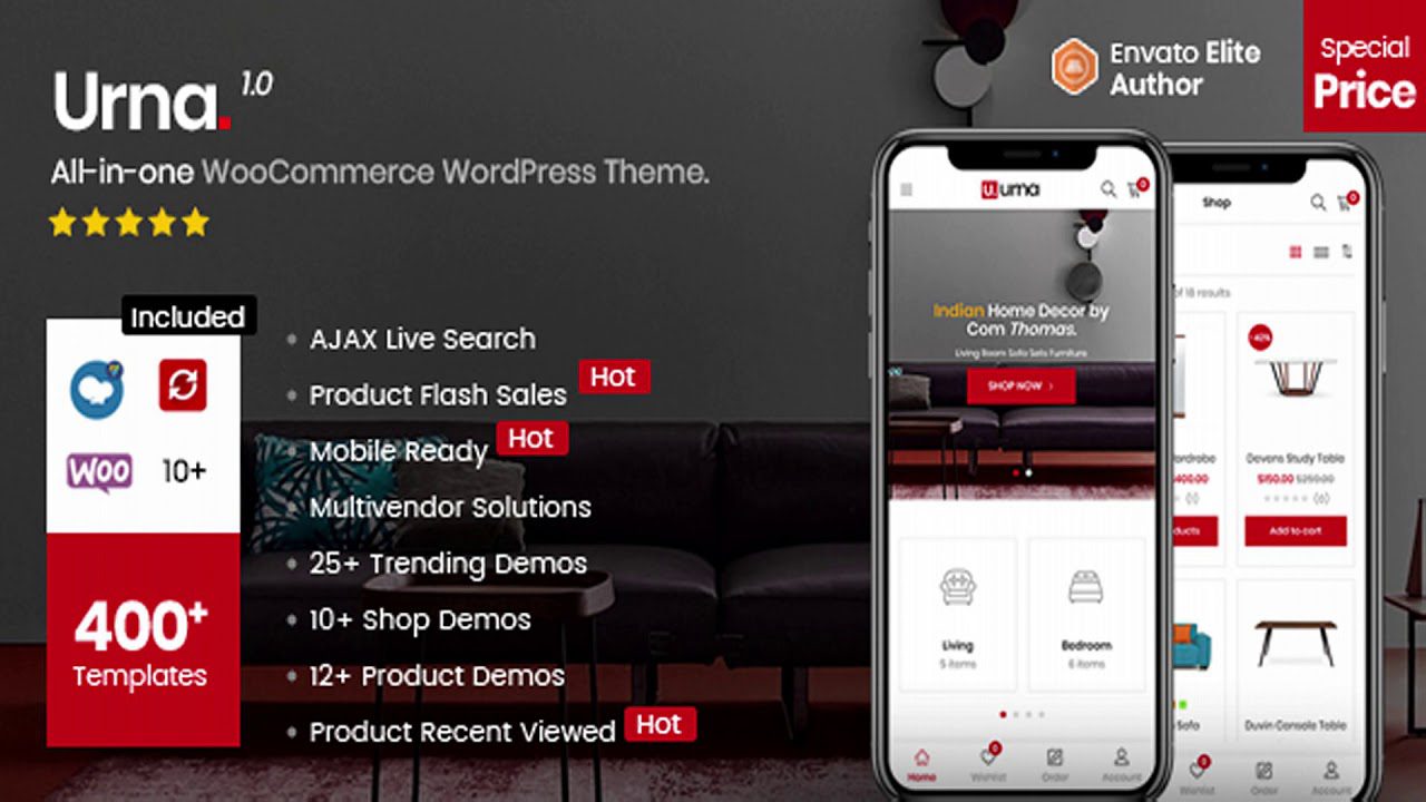 Urna v2.6.5 多合一 WooCommerce家具WordPress 主题下载