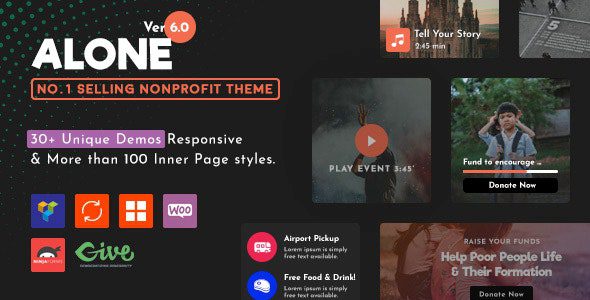 Alone v7.9.13 – 慈善多用途非营利 WordPress主题下载