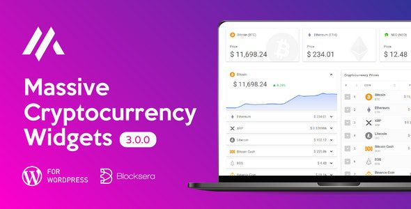 Massive Cryptocurrency Widgets  Crypto Plugin v.3.3.1 加密货币小部件加密插件免费下载