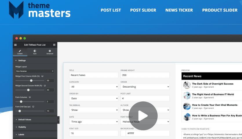 TMfeed v1.1 – Elementor 的 WordPress 可嵌入帖子小部件插件下载