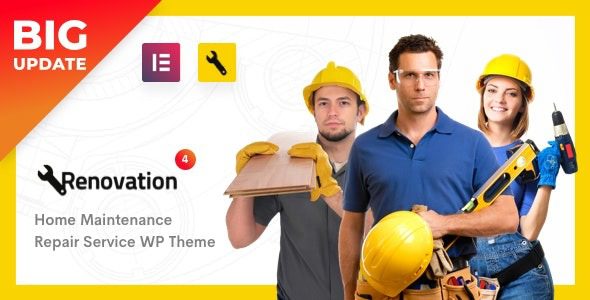 Renovation v.4.3.6 维修服务，家庭维护 Elementor WP 主题下载