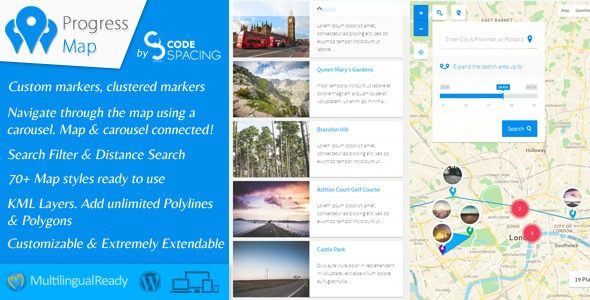 Progress Map WordPress Plugin v5.7 地图插件下载