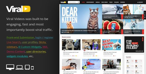 ViralVideo v.2.5 – 响应式杂志WordPress主题下载