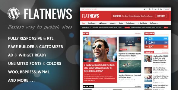 FlatNews v.6.6 – 响应式杂志 WordPress主题下载