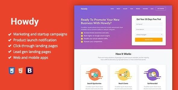 Howdy v.1.1.8 – 多用途高转化率登陆页WordPress主题下载