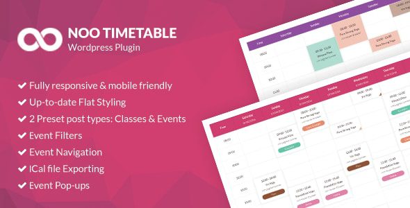 Noo Timetable v.2.1.4 – 响应式日历和自动同步 WordPress 插件下载
