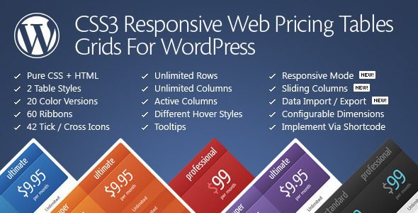 CSS3 Responsive WordPress Compare Pricing Tables v.11.4 插件免费下载