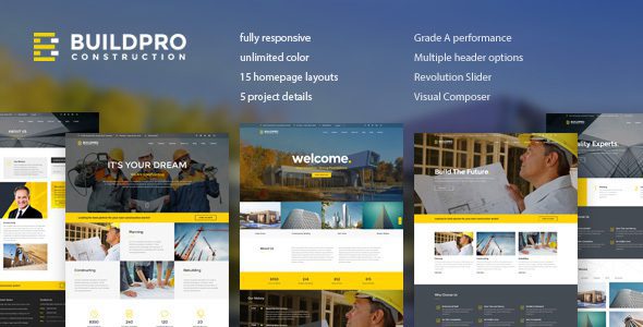 BuildPro v.1.1.4 – 商业、建筑和施工 WordPress 主题下载