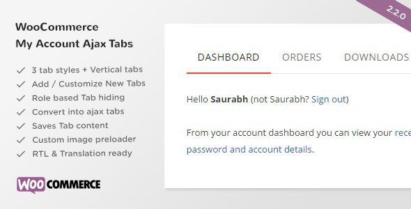 SS WooCommerce Myaccount Ajax Tabs v.2.5.0 插件下载