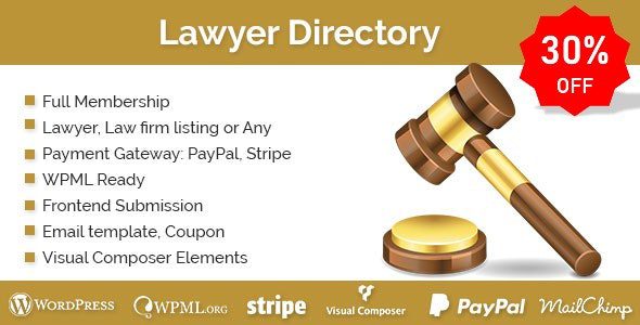 Lawyer Directory WordPress Plugin v.1.3.4 集成 WooCommerce 支付网关插件下载