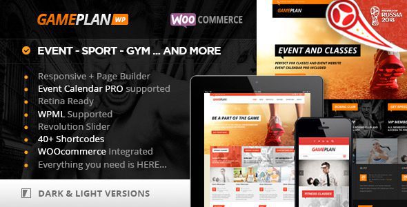 Gameplan v.1.6.7 – 活动和健身房健身 WordPress 主题下载