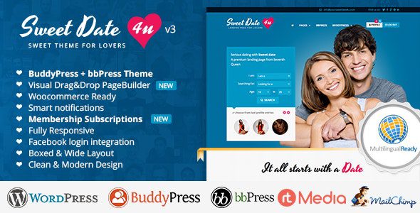 Sweet Date v.3.9.1 – 约会WordPress主题下载