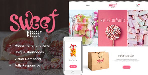 Sweet Dessert v.1.1.7 甜品店咖啡WordPress 主题下载