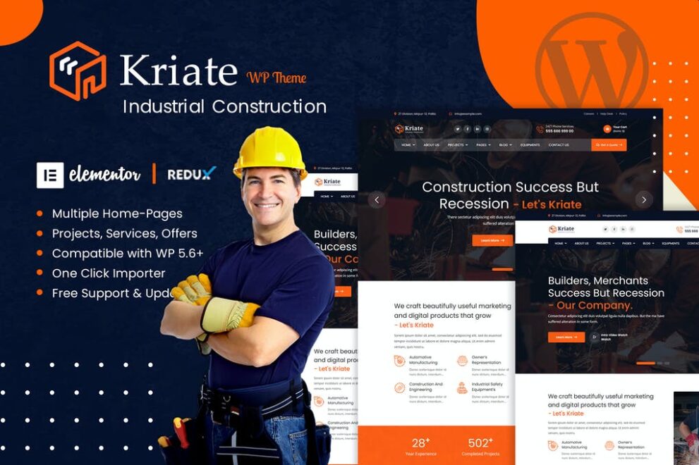 Kriate v1.2.8 – 工业建设多功能WordPress主题下载