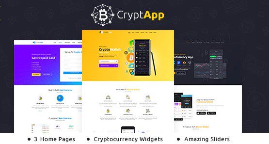 CryptApp – Landing Page Theme v3.2 比特币加密货币钱包app主题下载