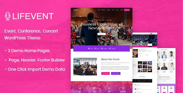 Lifevent v.1.1.1– 会议WordPress主题下载