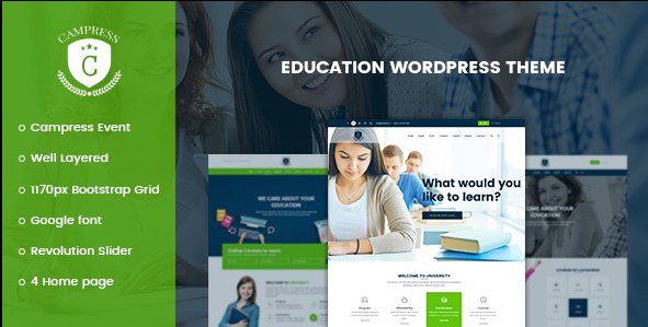 Campress v1.31 – 响应式教育线上培训课程WordPress主题免费下载