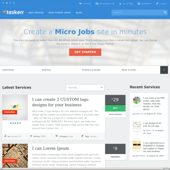 AppThemes Taskerr 1.3.2 – 微工作 WordPress 主题下载