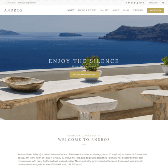 CSS Igniter Andros Hotel WordPressTheme 1.5.1 酒店主题下载