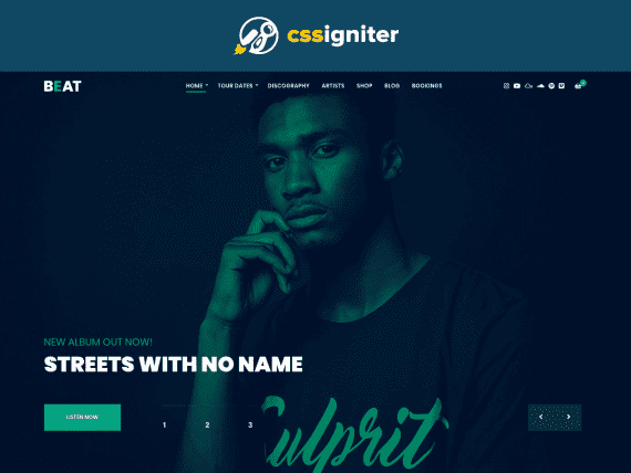 CSS Igniter Beat WordPress Theme 1.4.5 音乐主题主题下载