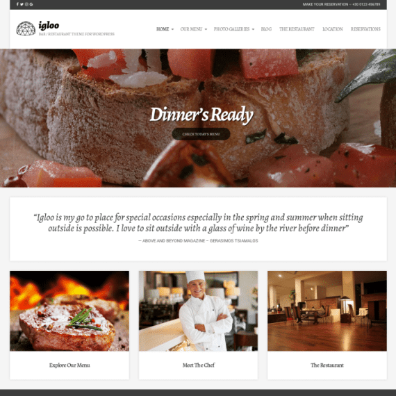 CSS Igniter Igloo Restaurant WordPress Theme 1.9.0