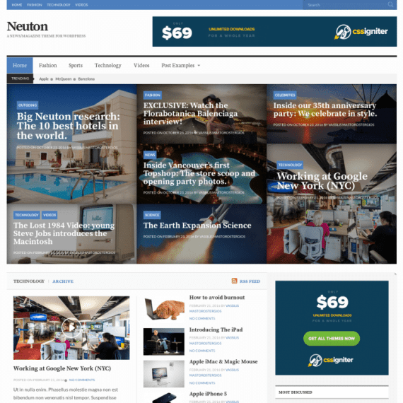 CSS Igniter Neuton News WordPress Theme 1.8.1