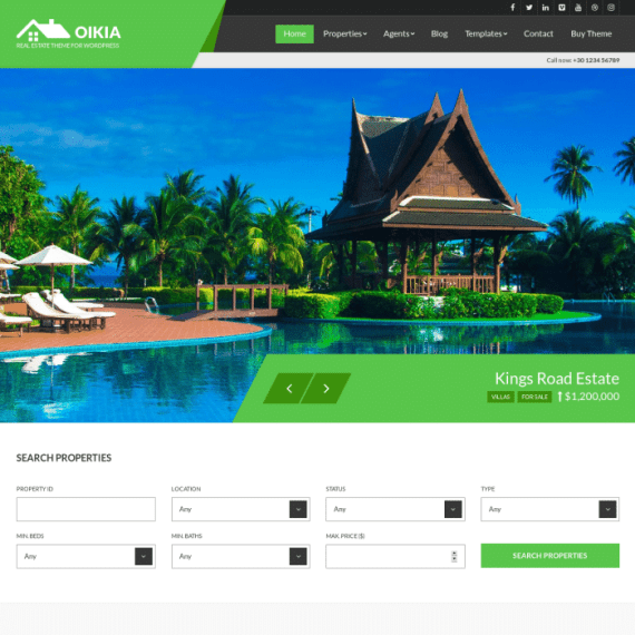 CSS Igniter Oikia Real Estate WordPress Theme 1.8.0 房地产主题下载