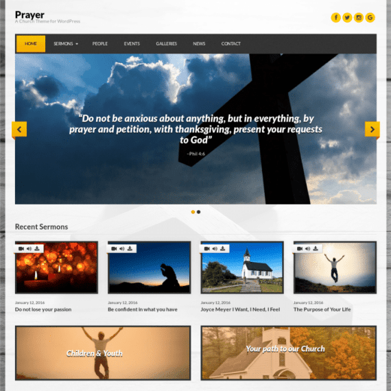 CSS Igniter Prayer Church WordPress Theme 2.1.0 教堂主题主题下载