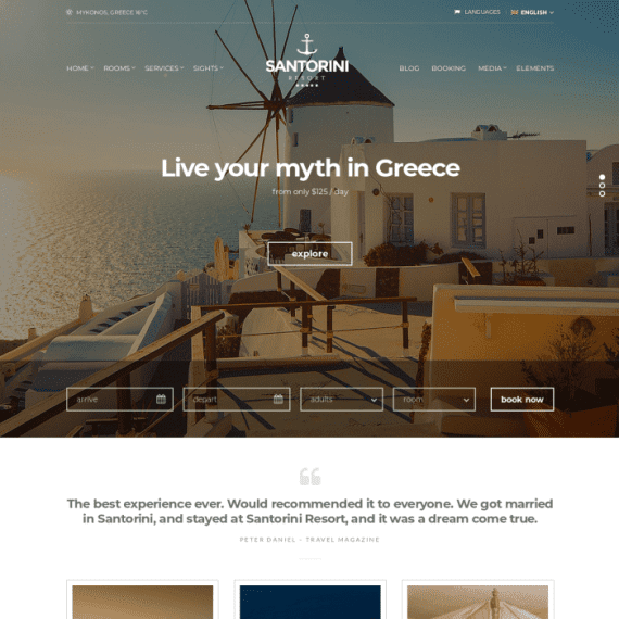 CSS Igniter Santorini Hotel WordPress Theme 1.11.1