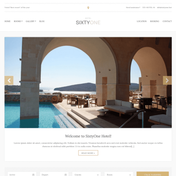 CSS Igniter SixtyOne Hotel WordPress Theme 2.10.0 酒店主题下载